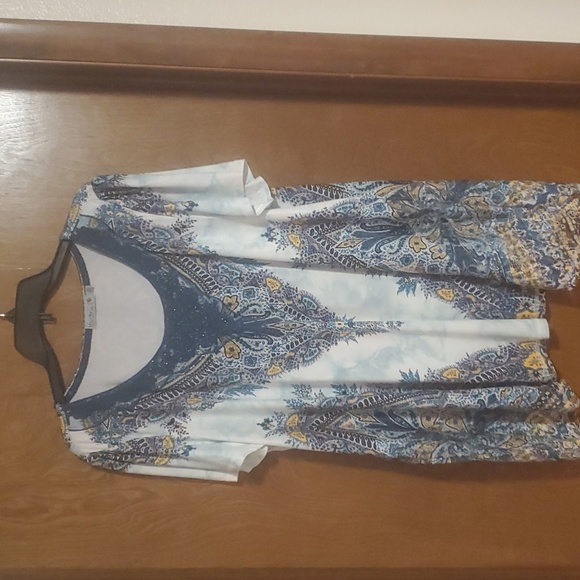 NWOT Unity World Wear Blue Green Short Sleeve Tunic 2X - Picture 4 of 6